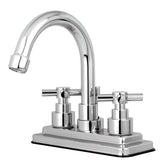 Elinvar Double-Handle 3-Hole Deck Mount 4-Inch Centerset Bathroom Faucet with Brass Pop-Up