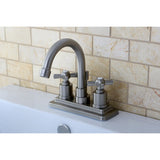 Millennium Double-Handle 3-Hole Deck Mount 4-Inch Centerset Bathroom Faucet with Brass Pop-Up