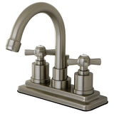 Millennium Double-Handle 3-Hole Deck Mount 4-Inch Centerset Bathroom Faucet with Brass Pop-Up