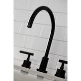 Kaiser Double-Handle 4-Hole Widespread Kitchen Faucet with Brass Sprayer