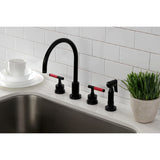 Kaiser Double-Handle 4-Hole Widespread Kitchen Faucet with Brass Sprayer