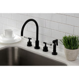 Kaiser Double-Handle 4-Hole Widespread Kitchen Faucet with Brass Sprayer