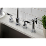 Kaiser Double-Handle 4-Hole Widespread Kitchen Faucet with Brass Sprayer