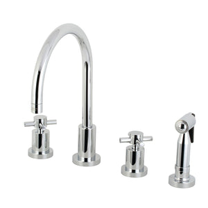 Concord Two-Handle 4-Hole Deck Mount Widespread Kitchen Faucet with Brass Sprayer