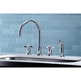 Millennium Double-Handle 4-Hole Widespread Kitchen Faucet with Plastic Sprayer