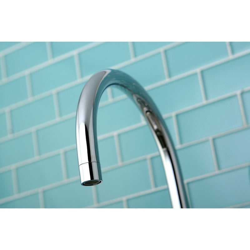 Millennium Double-Handle 4-Hole Widespread Kitchen Faucet with Plastic Sprayer