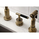 Kaiser Double-Handle 4-Hole Widespread Kitchen Faucet with Brass Sprayer
