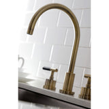 Kaiser Double-Handle 4-Hole Widespread Kitchen Faucet with Brass Sprayer