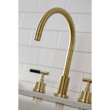 Kaiser Double-Handle 4-Hole Widespread Kitchen Faucet with Brass Sprayer