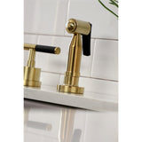 Kaiser Double-Handle 4-Hole Widespread Kitchen Faucet with Brass Sprayer