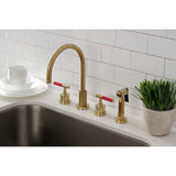 Kaiser Double-Handle 4-Hole Widespread Kitchen Faucet with Brass Sprayer
