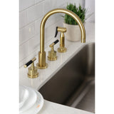 Kaiser Double-Handle 4-Hole Widespread Kitchen Faucet with Brass Sprayer