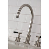 Kaiser Double-Handle 4-Hole Widespread Kitchen Faucet with Brass Sprayer