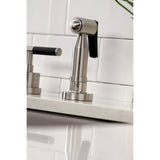 Kaiser Double-Handle 4-Hole Widespread Kitchen Faucet with Brass Sprayer