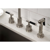 Kaiser Double-Handle 4-Hole Widespread Kitchen Faucet with Brass Sprayer