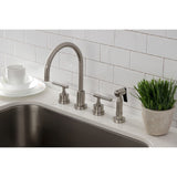 Kaiser Double-Handle 4-Hole Widespread Kitchen Faucet with Brass Sprayer