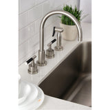 Kaiser Double-Handle 4-Hole Widespread Kitchen Faucet with Brass Sprayer
