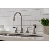 Kaiser Double-Handle 4-Hole Widespread Kitchen Faucet with Brass Sprayer