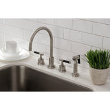 Kaiser Double-Handle 4-Hole Widespread Kitchen Faucet with Brass Sprayer