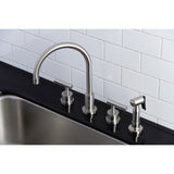Manhattan Double-Handle 4-Hole Widespread Kitchen Faucet with Brass Sprayer