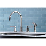 Concord Two-Handle 4-Hole Deck Mount Widespread Kitchen Faucet with Plastic Sprayer