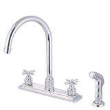 Two-Handle 4-Hole 8" Centerset Kitchen Faucet with Side Sprayer