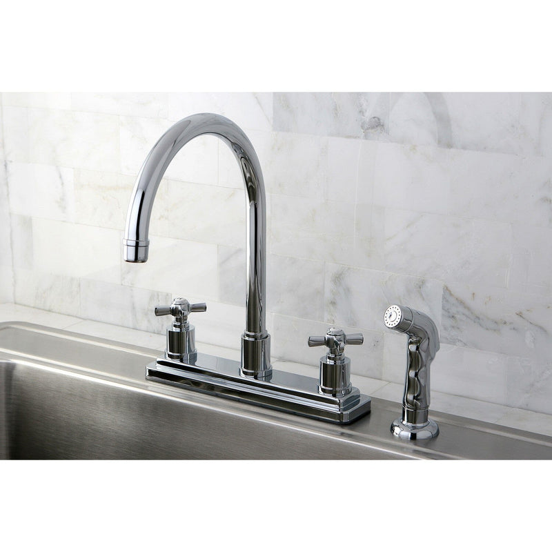 Millennium Two-Handle 4-Hole 8" Centerset Kitchen Faucet with Side Sprayer