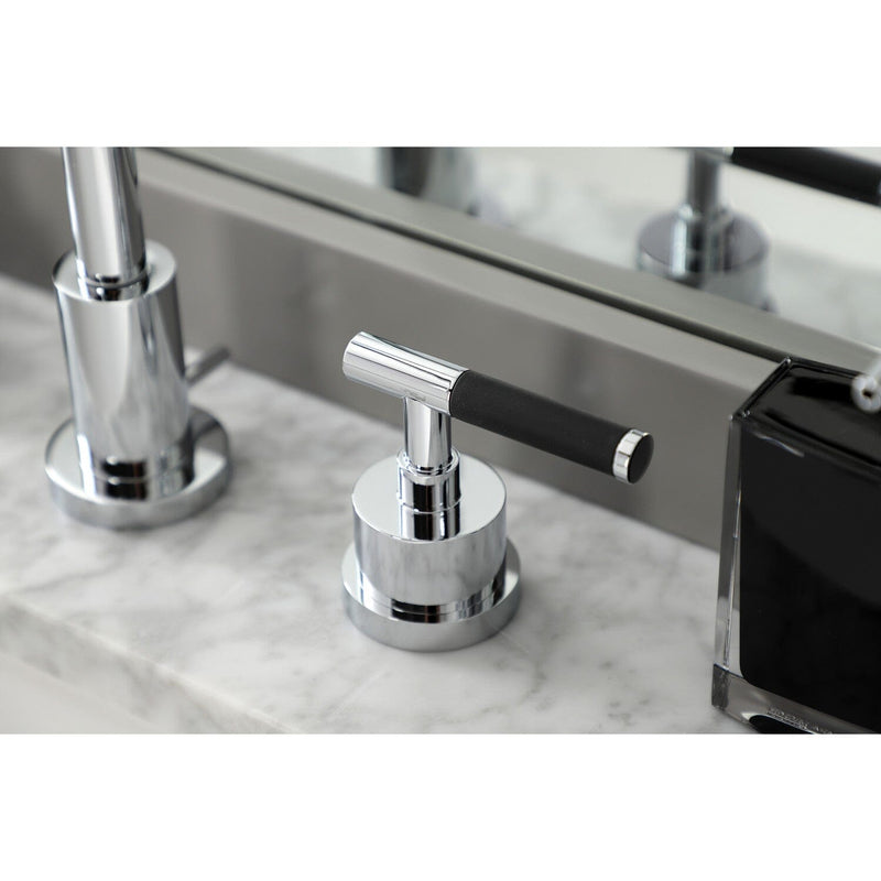 Kaiser Two-Handle 3-Hole Deck Mount Widespread Bathroom Faucet with Brass Pop-Up
