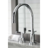 Kaiser Two-Handle 3-Hole Deck Mount Widespread Bathroom Faucet with Brass Pop-Up