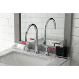 Kaiser Two-Handle 3-Hole Deck Mount Widespread Bathroom Faucet with Brass Pop-Up