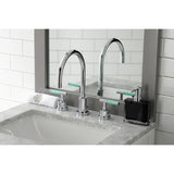 Kaiser Two-Handle 3-Hole Deck Mount Widespread Bathroom Faucet with Brass Pop-Up