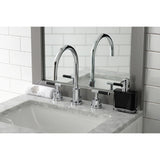 Kaiser Two-Handle 3-Hole Deck Mount Widespread Bathroom Faucet with Brass Pop-Up
