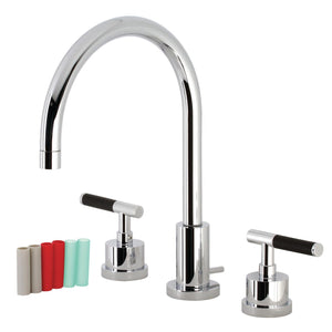 Kaiser Two-Handle 3-Hole Deck Mount Widespread Bathroom Faucet with Brass Pop-Up