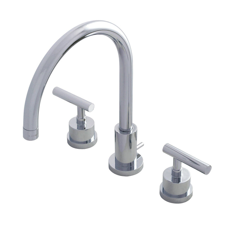 Manhattan Two-Handle 3-Hole Deck Mount Widespread Bathroom Faucet with Brass Pop-Up