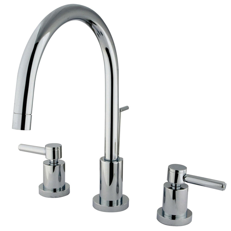 Concord Two-Handle 3-Hole Deck Mount Widespread Bathroom Faucet with Brass Pop-Up