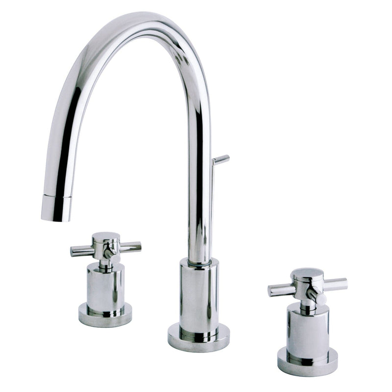 Concord Two-Handle 3-Hole Deck Mount Widespread Bathroom Faucet with Brass Pop-Up