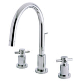 Concord Two-Handle 3-Hole Deck Mount Widespread Bathroom Faucet with Brass Pop-Up