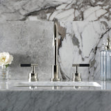 Kaiser Two-Handle 3-Hole Deck Mount Widespread Bathroom Faucet with Brass Pop-Up