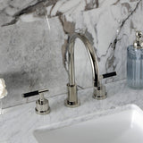 Kaiser Two-Handle 3-Hole Deck Mount Widespread Bathroom Faucet with Brass Pop-Up