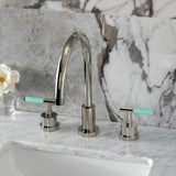 Kaiser Two-Handle 3-Hole Deck Mount Widespread Bathroom Faucet with Brass Pop-Up