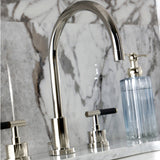 Kaiser Two-Handle 3-Hole Deck Mount Widespread Bathroom Faucet with Brass Pop-Up
