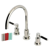 Kaiser Two-Handle 3-Hole Deck Mount Widespread Bathroom Faucet with Brass Pop-Up