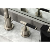 Kaiser Two-Handle 3-Hole Deck Mount Widespread Bathroom Faucet with Brass Pop-Up