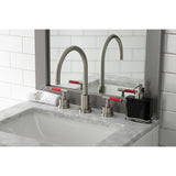 Kaiser Two-Handle Deck Mount Widespread Bathroom Faucet with Brass Pop-Up