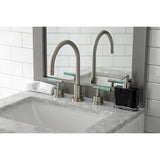 Kaiser Two-Handle 3-Hole Deck Mount Widespread Bathroom Faucet with Brass Pop-Up