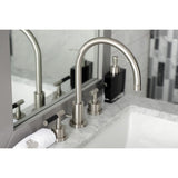 Kaiser Two-Handle Deck Mount Widespread Bathroom Faucet with Brass Pop-Up