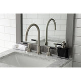 Kaiser Two-Handle Deck Mount Widespread Bathroom Faucet with Brass Pop-Up