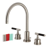 Kaiser Two-Handle 3-Hole Deck Mount Widespread Bathroom Faucet with Brass Pop-Up