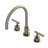 Manhattan Two-Handle 3-Hole Deck Mount Widespread Bathroom Faucet with Brass Pop-Up