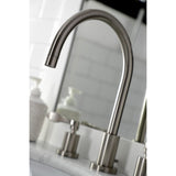 NuWave Two-Handle 3-Hole Deck Mount Widespread Bathroom Faucet with Brass Pop-Up